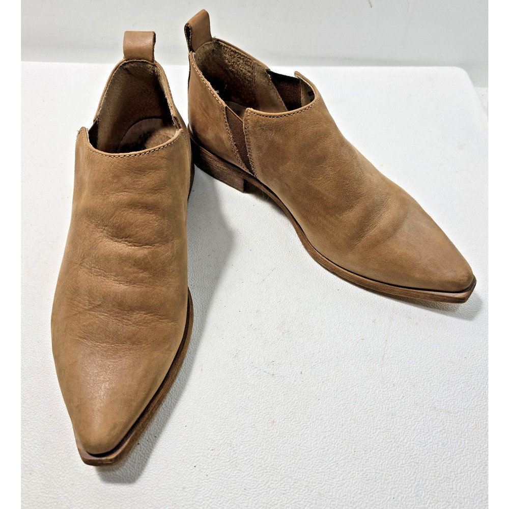 FREE PEOPLE Brixton Ankle Boot Washed Tan Leather Pull On Western Bootie Size 36